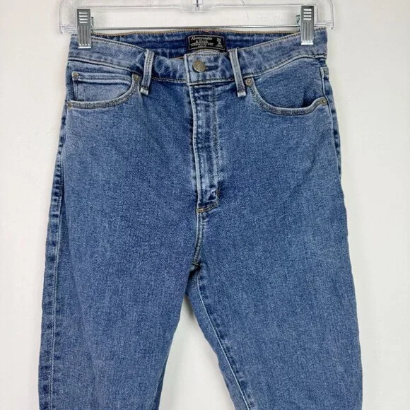 Abercrombie & Fitch Simone High Rise Ankle Jeans Raw Hem Size 26 2S SHORT EUC - Picture 2 of 9